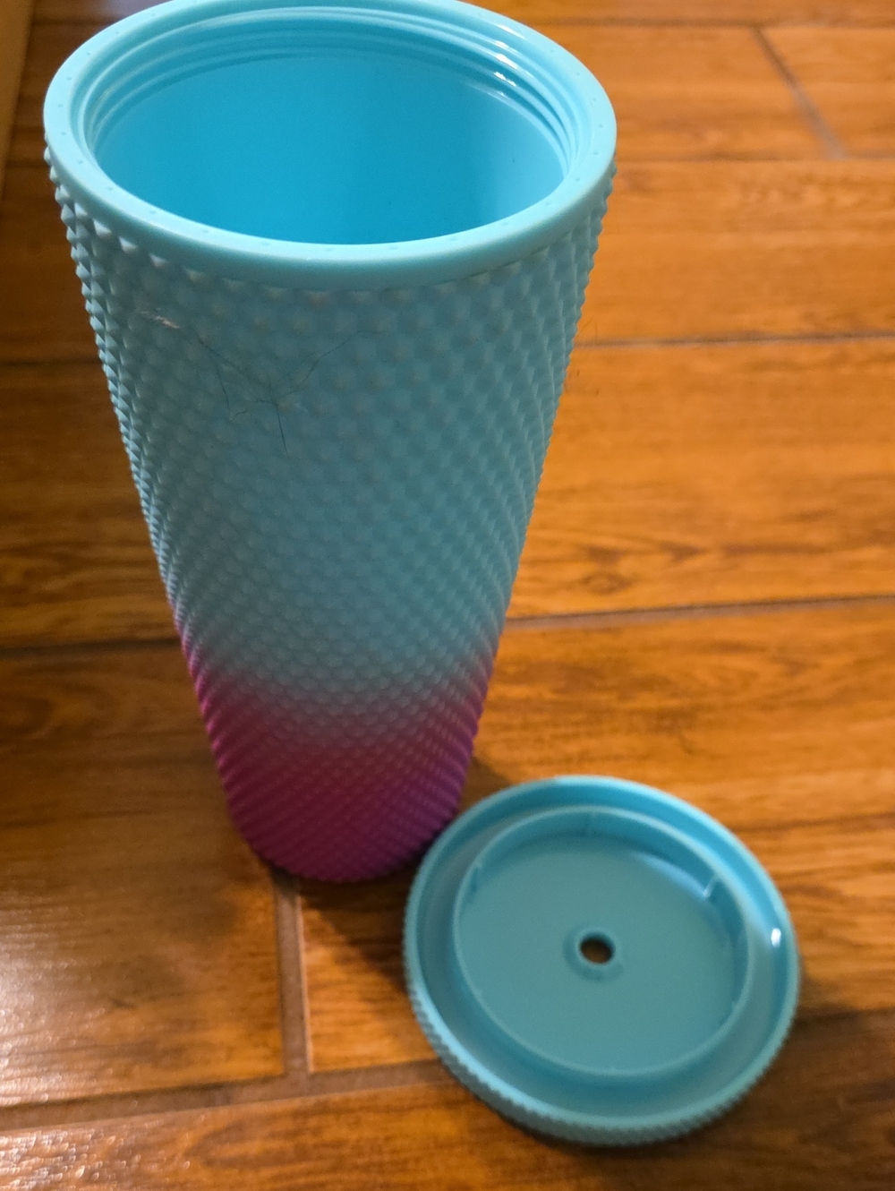Aqua & Pink Gradient Textured Tumbler with Lid